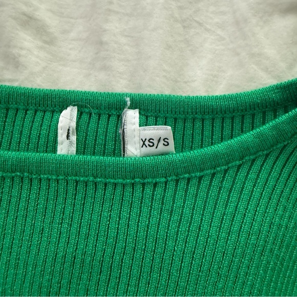 Green Ribbed Long Sleeve Top - Picture 2 of 3
